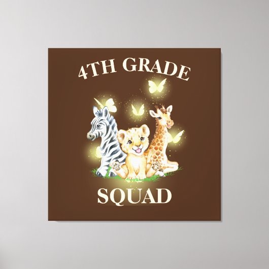 4e klas Squad Wild Zoo Docent Terug Canvas Afdruk (Voorkant)