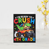4e klas terug naar school Dinosaur T Rex Monster T Kaart (Gele Bloem)