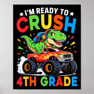 4e klas terug naar school dinosaurus T Rex monster Poster