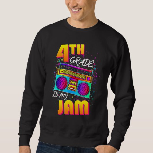 4e leerjaar is mijn jam terug naar school 80s retr trui (Voorkant)
