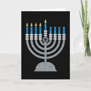 4e nacht Hanukkah Glitter Card Bedankkaart