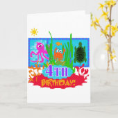 4e onderzeese avontuur verjaardag Tshirts Kaart (Gele Bloem)