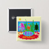 4e onderzeese avontuur verjaardag Tshirts Vierkante Button 5,1 Cm (Voorkant /achterkant)