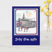 4e pinguïnkaart juli kaart (Gele Bloem)