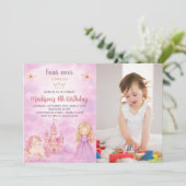 4e Prinses verjaardag uitnodiging met foto (Staand voorkant)