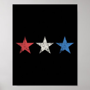 4e Rood Wit Blauw Sterren Schattige USA Patriottis Poster