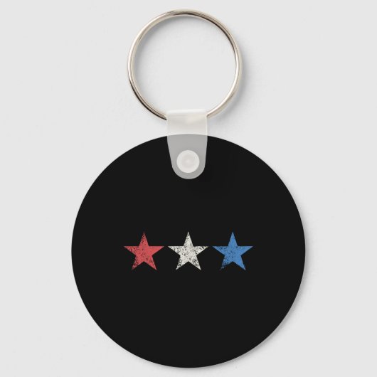 4e Rood Wit Blauw Sterren Schattige USA Patriottis Sleutelhanger (Voorkant)