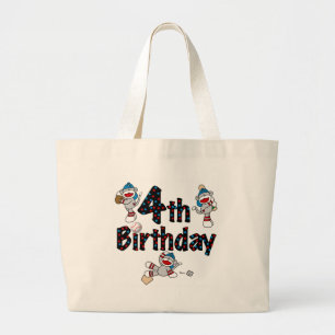 4e sok aap honkbal verjaardag grote tote bag