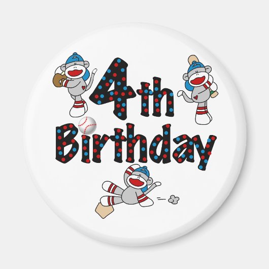 4e sok aap honkbal verjaardag magneet (Voorkant)