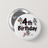 4e sok aap honkbal verjaardag ronde button 5,7 cm (Voorkant /achterkant)