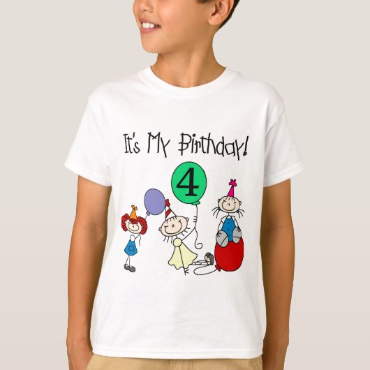 4e Stick Kinder Partij Verjaardag Tshirts en gesch (Voorkant)