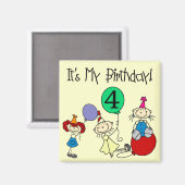 4e Stick Kinder Partij Verjaardag Tshirts en gesch Magneet (Voorkant / Achterkant)