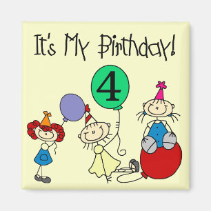 4e Stick Kinder Partij Verjaardag Tshirts en gesch Magneet