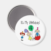 4e Stick Kinder Partij Verjaardag Tshirts en gesch Magneet (Voorkant / Achterkant)