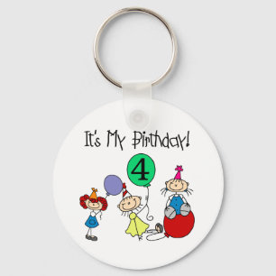 4e Stick Kinder Partij Verjaardag Tshirts en gesch Sleutelhanger