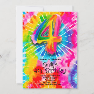 4e Tie Dye Verjaardag Kaart