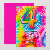 4e Tie Dye Verjaardag Kaart (Voorkant / Achterkant)