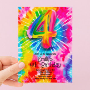 4e Tie Dye Verjaardag Kaart