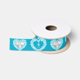 4e Topaz trouwdag Blauw Foto Hart Satijnen Lint