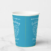 4e Topaz Wedding Jubileum omtrek hart blauw Papieren Bekers (Rechts)