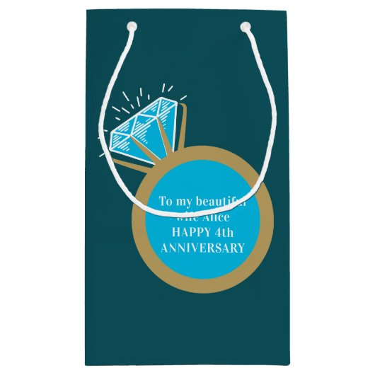 4e trouwdag Jubileum blauwe topaz ring 4 jaar Klein Cadeauzakje (Achterkant)