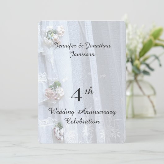 4e trouwdagfeest, Antieke Kant Kaart (Staand voorkant)