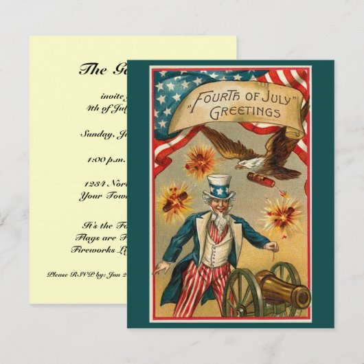 4e uitnodiging van de BBQ van juli (Voorkant / Achterkant)