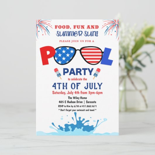 4e uitnodiging van de poolpartij van juli (Staand voorkant)