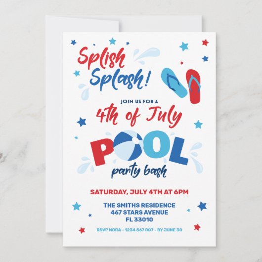 4e uitnodiging van de poolpartij van juli (Voorkant)