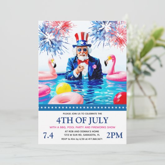 4e uitnodiging van de poolpartij van juli (Staand voorkant)