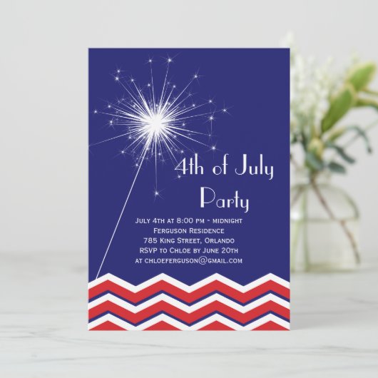 4e uitnodiging van juli met Chevrons (Staand voorkant)