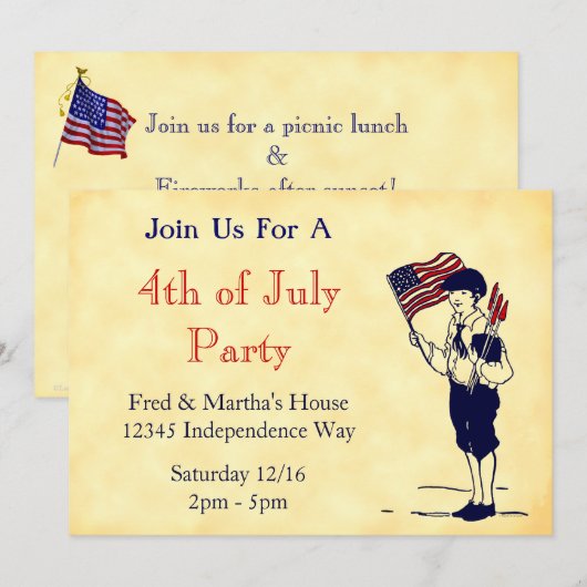 4e van de Partiotic Editable Uitnodigingen van de  (Voorkant / Achterkant)