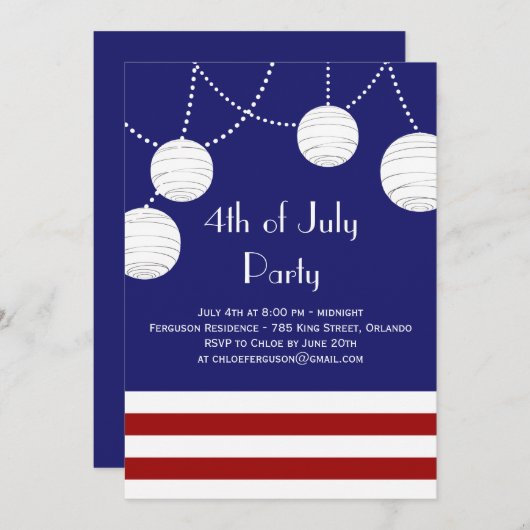 4e van de Uitnodiging van de Lantaarns van de Part (Voorkant / Achterkant)