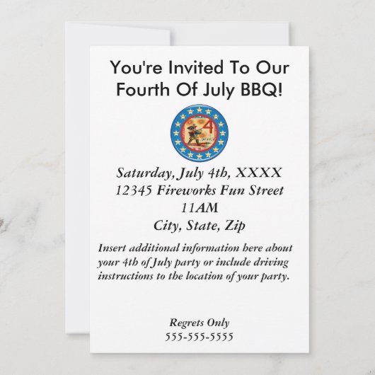 4e van de uitnodigingen van juli (Achterkant)