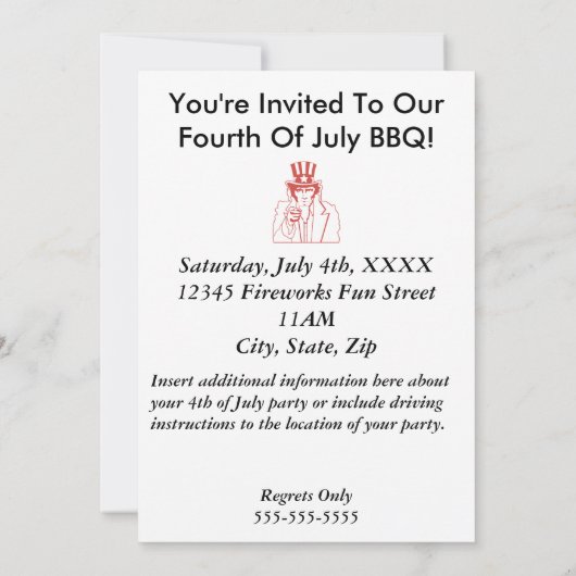 4e van de uitnodigingen van juli (Achterkant)