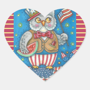 4E VAN JULI HOOT OWL, GROTE STICKERS Hart *Databla