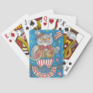 4E VAN JULI PATRIOTISCH OWL, BICYCLE PLAYCARDS POKERKAARTEN
