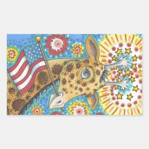 4e van JULI PATRIOTISCHE GIRAFFE STICKERS Rec., bl