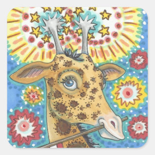 4e van JULI PATRIOTISCHE GIRAFFE STICKERS Squ, bla