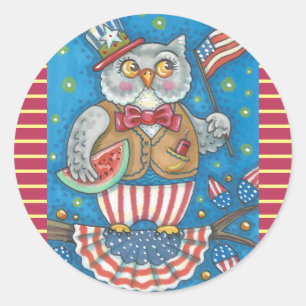 4E VAN JULI PATRIOTISCHE HOOT OWL STICKERS RAND *D