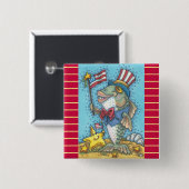 4E VAN JULI PATRIOTISCHE VIS EN STARFISH BUTTON Sq (Voorkant /achterkant)
