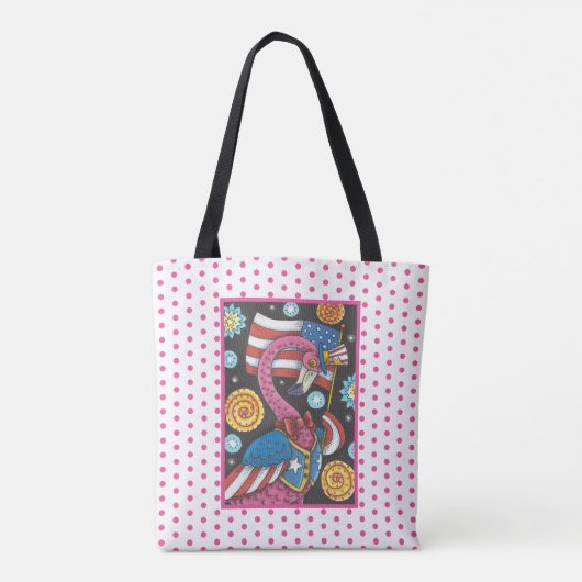 4E VAN JULI PINK FLAMINGO, VOGELS CANVAS TAS Med. (Achterkant)
