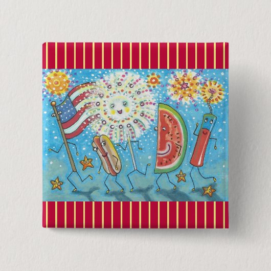 4E VAN JULY GANG & FIREWORKS BUTTON Square (Voorkant)