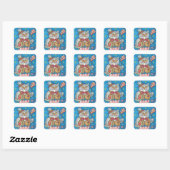 4E VAN JULY HOOT OWL, BIRD STICKERS Square *Databl (Vel)