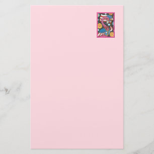 4E VAN JULY PINK FLAMINGO, BIRD STATIONERY Custom Briefpapier