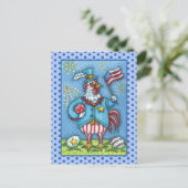 4E VAN JULY ROOSTER, FUNNY PATRIOTIC CHICKEN FEESTDAGENKAART (Staand voorkant)