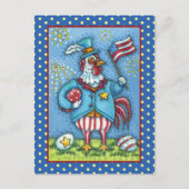 4E VAN JULY ROOSTER, FUNNY PATRIOTIC CHICKEN FEESTDAGENKAART (Voorkant)