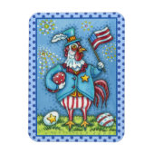 4E VAN JULY ROOSTER, FUNNY PATRIOTIC CHICKEN MAGNEET (Verticaal)