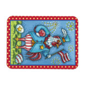 4E VAN JULY ROOSTER, FUNNY PATRIOTIC CHICKEN MAGNEET (Horizontaal)