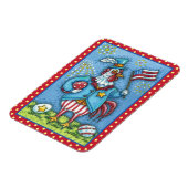 4E VAN JULY ROOSTER, FUNNY PATRIOTIC CHICKEN MAGNEET (Linkerzijde)